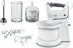 BOS Bosch ErgoMixx MFQ37490 white - Moc [W]: 750 | Number of speed stages: 5 | Type: Manual with bowl | Functions: Turbo, pulse mode | Color: White and gray