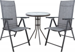 Garden furniture set DUBLIN table and 2 foldable chairs, grey