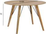 Dining table HELENA D100xH75cm, oak