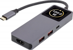 InLine USB 3.2 Gen.2 Hub - 3x USB-C - 2x USB-A - HDMI 4K - PD 100 W - Display - grau