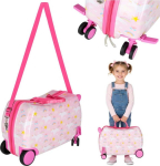 RoGer Children&rsquo;s Wheeled Travel Suitcase 30L Unicorn Print