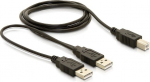 DELOCK USB Kabel B -> 2x A St/St 1.00m sw