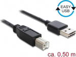 Delock Easy - USB-Kabel - USB (M) reversible to USB Typ B (M) - USB2.0 - 50cm - Schwarz (83684)