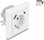 Delock - power socket outlet - med PD 3.0, 18 W - 1 gang - 1 power socket, 1 USB-shelf, 1 USB-C-shelf - hvid