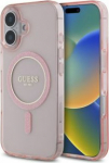 Guess IML Glitter Ring MagSafe Case for iPhone 16 / Pink