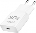 Loader LogiLink LogiLink USB Wall Charger, GaN, 1port, USB-CF, PD 30W, slim, white