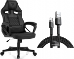 Armchair SENSE7 Knight - leather, czarny + kabel usb