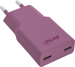 Loader Manhattan InLine&reg; USB-C ładowarka, 30W, GaN, Dual USB-C, PD/PPS, Wild Berry/fioletowy