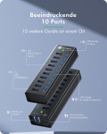 Hub 10-Port IcyBox USB 3.2 IB-AC6110a with USB charging port
