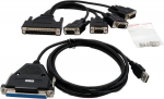 Exsys USB 2.0 to serial 4S RS-232 with socket Octopus - Kabel - Digital/Data
