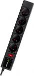 Tracer PowerGear 1.5 m 5 socket black - Listwa zasilająca, 5 sockets, fuse, switch, 1.5m, VDE