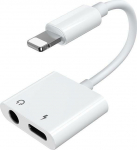 Adapter USB Joyroom Lightning - Jack 3.5mm + Lightning White (6956116718978)