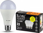 V-TAC LED lamp 3-pakk, E27/A60/8.5W/806lm/4000K