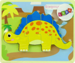 LeanToys Wooden Puzzle Dinosaur Stegosaurus Yellow