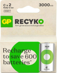 GP Batteries GP ReCyko Rechargeable Battery, Size C, 3000 mAh, 1.2V (2-pack)