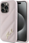 Karl Lagerfeld KLHCP15LPQDSMGP Diagonal Quilted Script Case for iPhone 15 Pro 6.1" / pink