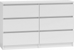 Topeshop Komoda 120cm cabinet 6 mallow drawers m6 White (M6 120 WHITE 2X3)