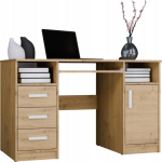DESK DELTA DĄB ARTISAN 120 Cm 3 Drawers Cabinet Shelves For Office Room Na Laptop