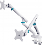 Digitus Ramię double desk clamp with mechanical spring 2x LCD max. 35" load 2x10kg, VESA: 75x75, 100x100, White