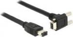 DeLOCK - Datenkabel - Firewire IEEE1394 (i.LINK) - 26/22 AWG - 9 PIN FireWire 800 (M) - FireWire, 6-pole (M) - 2.0m - (IEEE 1394b) - Schwarz - Connection in the 90&deg;-Winkel (83589)