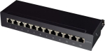 Logilink Patchpanel Tisch/Wand Cat.6A STP 12 Ports, schwarz