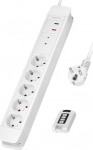 LogiLink 5 sockets 1.5m White | pilot - Listwa zasilająca 5 sockets CEE 7/3 z pilotem 1.5m White