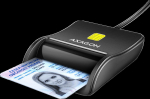 Axagon Compact desktop USB contact Smart / ID card reader with long, USB-A cable