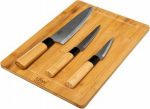 5five BLACK BAMBOO set: bamboo chopping board i 3 stainless steel knives