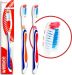WELLBEE Adult medium hardness toothbrush (blister 3) - mix colors 1szt