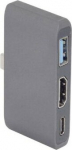 RoGer RO-AD2 (3 in 1) USB-C Multiport Adapter / USB 3.0 / HDMI / USB-C / Grey