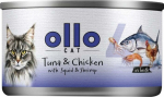 OLLO Cat nr 4 Tuna & Chicken with squid & shrimp in broth - wet cat food - 70g
