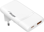 Akyga USB Ladeger&auml;t 65 W USB-C&reg;, USB-A Wei&szlig; Headphones, Mobile phone, Tablet, Telephone, Universal, Portable speaker, Portable printer, Portable gaming console, Netbook, Laptop, Mobile computer White AC Fast charging Auto