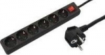 MicroConnect 6-way Schuko Socket 1.8M Black, With ON/OF switch and