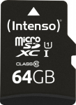 SD MicroSD Card 64GB Intenso SD-HC UHS-I with. SD- Adapter retail