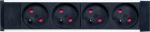 Lanview Steckdosenleiste (Rack - mountable) - 4-way, aluminum finish - 3500 Watt - Eingabe, Input type E - output terminals: 6 (4 x plug type E)