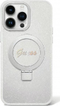 Guess Ring Stand Script Glitter MagSafe Back Case for Apple iPhone 15 Plus