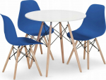 Leobert TODI round table set 80cm white + 3 OSAKA blue chairs