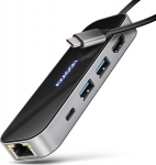 AXAGON HMC-6GLN 2x USB-A 5Gbps, 1x USB-C 5Gbps, 4K/60Hz HDMI, RJ-45, USB 3.2 Gen 1 hub, PD 100W, 20cm USB-C cable