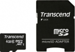 SD microSD Card 4GB Transcend SDHC Class10 w/adapter