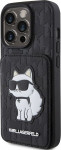 Karl Lagerfeld Saffiano Cardslots and Stand Monogram Choupette Back Case for Apple iPhone 15 Pro Max