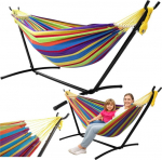 Garden Hammock with Frame for Two People, Colorful 200x120 LEAN