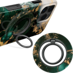 MIO Green Marble Magsafe Case Compatible Ring Holder, gold marble