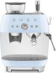 Smeg EGF03PBEU espresso machine with grinder, pastel blue