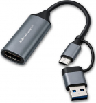 Qoltec Adapter USB-C USB-A | HDMI | 4K 30Hz | aluminium