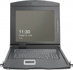DIGITUS Modular HD LCD KVM Console mit 19" TFT, 1-Port VGA KVM Anschluss, Touchpad, UK keyboard layout