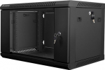 Lanberg Wall-mounted cabinet installation 19 cali 6U 600X450mm czarna (drzwi szklane)