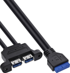 Kabel USB InLine InLine&reg; USB 3.2 Gen.1 Kabel, Mainboard intern zu 2x USB-A Buchse, 0.45m