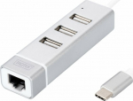 Digitus | USB Type-C 3-Port Hub + Fast Ethernet LAN Adapter | DA-70253