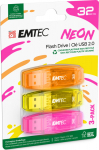 EMTEC C410 Neon - USB-Flash Drive - 32 GB - USB 2.0 - Gelb, pink, orange (pack of 3)