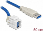 DELOCK Keystone Module USB3.0 A Bu 250&deg; > USB3.0 A St Kabel w